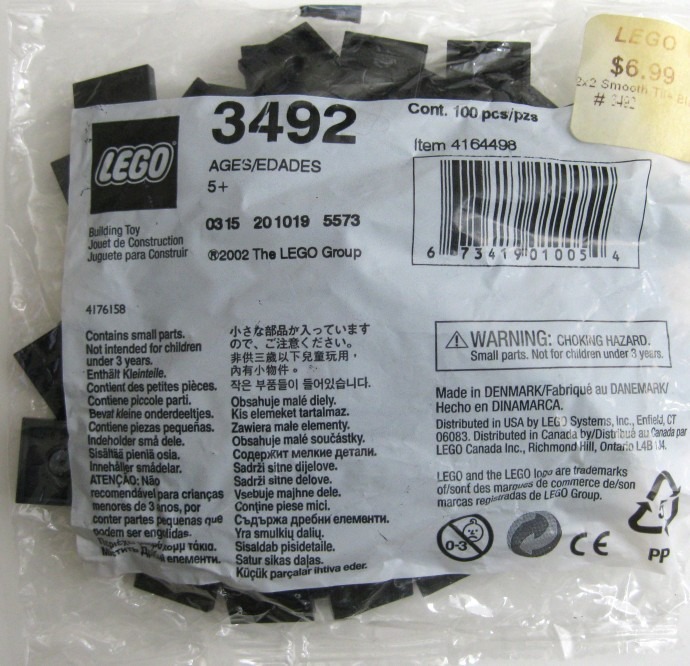 LEGO® 2x2 Black Smooth Tiles