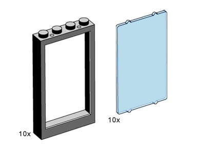 LEGO® 1x4x5 Black Window with Transparent Light Blue Pane