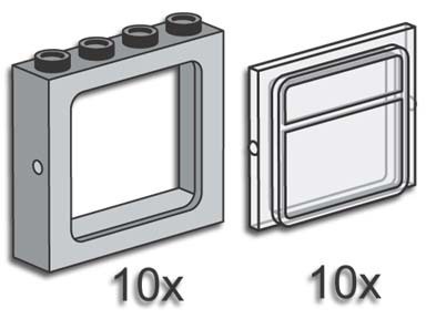 LEGO® Grey Train Windows with Panes