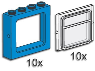 LEGO® Blue Train Windows with Panes