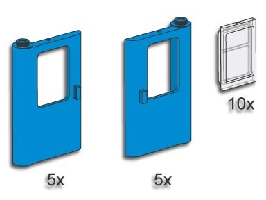 LEGO® Blue Train Doors with Panes