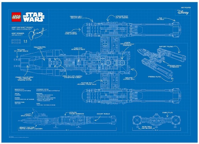 LEGO® Y-Wing blueprint poster