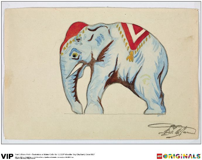 LEGO® 1st Edition Elephant Water Colour Print, Circa 1937
