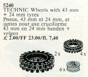 LEGO® 6 Wheel Hubs and Tyres 24 mm (4) and 43 mm (2)