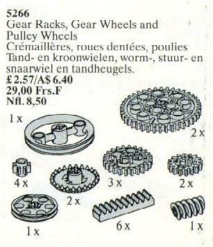 LEGO® Gear Racks, Gear Wheels and Pulley Wheels
