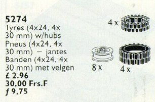 LEGO® Tyres with Hubs 24 and 30 mm