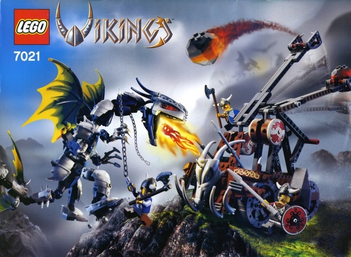 LEGO® Viking Double Catapault versus the Armoured Ofnir Dragon
